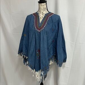 Vintage blue Jean poncho